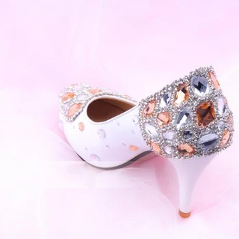 Fashion New Rhinestone Woman Wedding Dress Shoes Fashion Woman Bridal Shoes Lady Crystal Party Prom Shoes Eveningclub Shoes