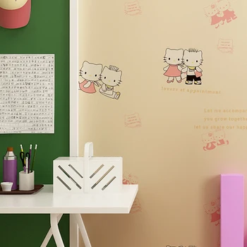 Pink Cartoon Cat Cute Princess Room Non-woven Wallpaper Environmental Protection Boys Girls Bedroom Children's Room Wall Paper