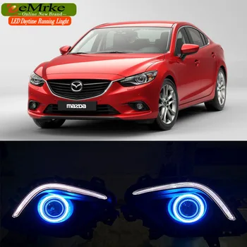 LED Daytime Running Lights For Mazda6 Atenza 2013 2016 LED Angel Eye LED DRL Halogen H11 55W Fog Light
