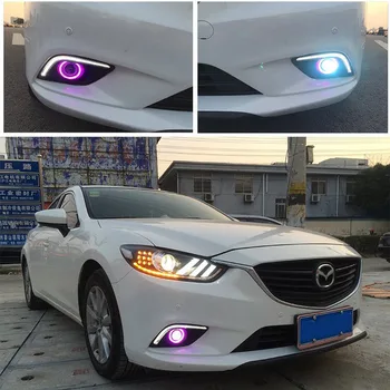 LED Daytime Running Lights For Mazda6 Atenza 2013 2016 LED Angel Eye LED DRL Halogen H11 55W Fog Light