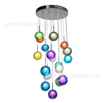 The Living Room Bedroom Lamp Bulb Color Glass Ball 19 Ball Head Wrong Inscribed Ceiling Chandeliers Designer