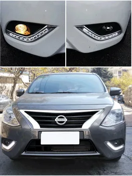 EeMrke Car LED DRL For Nissan Latio Versa Xenon White DRL Fog Cover Daytime Running Lights Kits