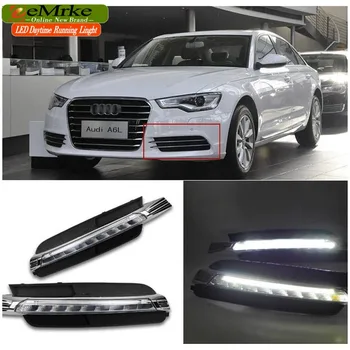 EeMrke Car LED DRL For Audi A6 C7 Typ 4G 2011-Present High Power Xenon White Tagfahrlicht Fog Cover Daytime Running Lights Kits