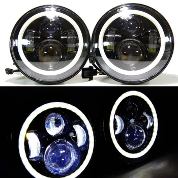 7 Inch Round LED Headlight with Signal Halo Angle Eyes with DRL Halo for 97-15 Jeep Wrangler JK CJ Harley Davidson Headlight