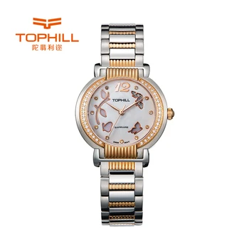 2016 Tophill Woman Quartz Casual Watch Genuine Band Sapphire Glass Cover Stainless Steel Buckle Waterproof Wrist Watch AB1867