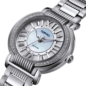 2016 Tophill Woman Quartz Casual Watch Genuine Band Sapphire Glass Cover Stainless Steel Buckle Waterproof Wrist Watch AB1867