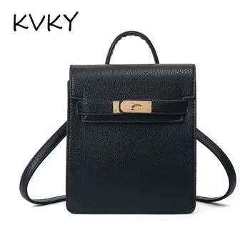 KVKY 2017 New Designer Women Backpacks Chic Bag Lady Shoulders Hasp PU Leather Casual Fashion Bolsa Feminina