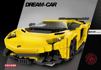 Creative MOC Technic Series The Yellow Flash Racing Car Set Educational Building Blocks Bricks Toy childern gift XB-03008 924Pcs