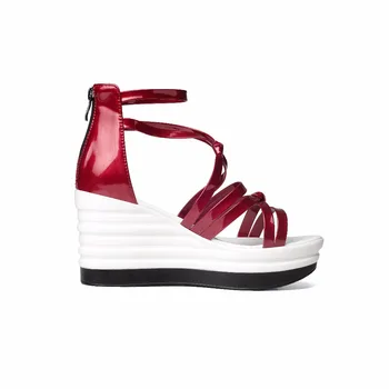 HAIOU brands women high heel platform sandals red women flat sandals summer sandalias plataforma 2017 summer sweet white shoes