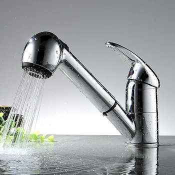 Modern Luxury Pull Out Kitchen Faucet Deck Mount Chrome Kitchen Water Taps Hot and Cold Water Single Handle YC-CL3002