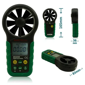 MASTECH MS6252B Multifunctional Digital Anemometer Wind Speed Meter Air Volume Temperature Humidity Tester With USB Interface