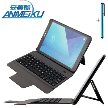 For Samsung Galaxy Tab S3 9.7 T820 T825 Case Tablet Removable Wireless Bluetooth Micro Fiber Keyboard With Synthetic PU Leather
