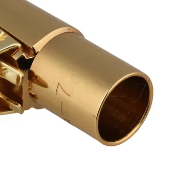 Yibuy Alto Saxophone Sax Mouthpiece Cap Ligature Gold-Plated Copper 7#