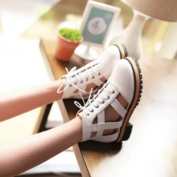 2016 star style cool boots low-heeled lacing small 32 -33 plus size 40 - 43 personalized shoes sandals female