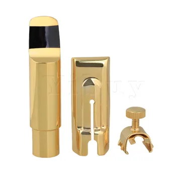 Yibuy Golden 5# AS Style Mouthpiece for Alto Saxophone Gold-plated Copper