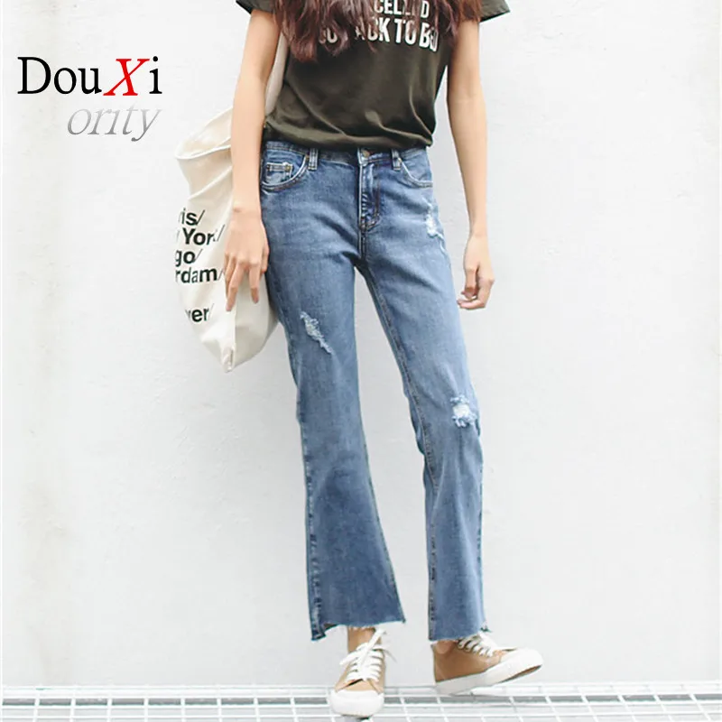 Distressed jeans women 2017 New Slim Vintage High Waist Jeans womens pants loose cowboy pants ripped jeans for women