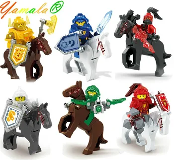 6pcs Yamala Knights Building Bricks Blocks Figures With Horses Toys For Children Action Figure Toys Compatible With lepin