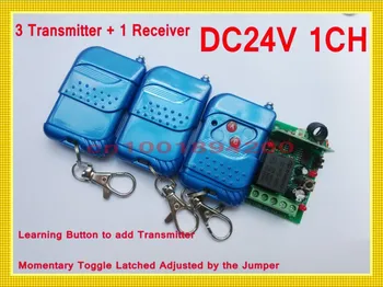 DC24V 1CH Access Control System 3 Transmitter 1 Receiver Remote Control Switch System Learning Code Latched A ON B OFF