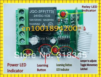 DC 24V 10A Relay 1CH AB Button RF wireless remote control switch system1Receiver /switch&1Transmitter/remote control 315/433MHZ