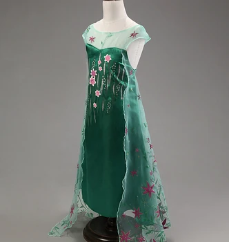 Elsa Green Dresses Cosplay Costume /Girls Christmas Gift Cinderella Girls Dress/Halloween Costumes Elsa Princess Dresses