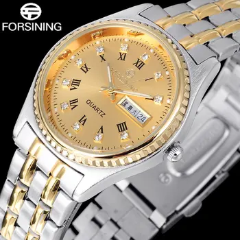 2017 new fashion FORSINING brand gold watches women fashion design business quartz watch Roman numerals Rhinestone watch A901