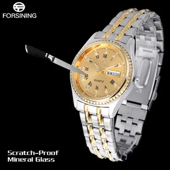 2017 new fashion FORSINING brand gold watches women fashion design business quartz watch Roman numerals Rhinestone watch A901