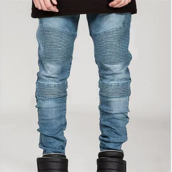 Ripped jeans for men skinny Distressed slim famous brand designer biker hip hop swag white black slim jeans