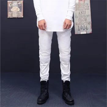 Ripped jeans for men skinny Distressed slim famous brand designer biker hip hop swag white black slim jeans