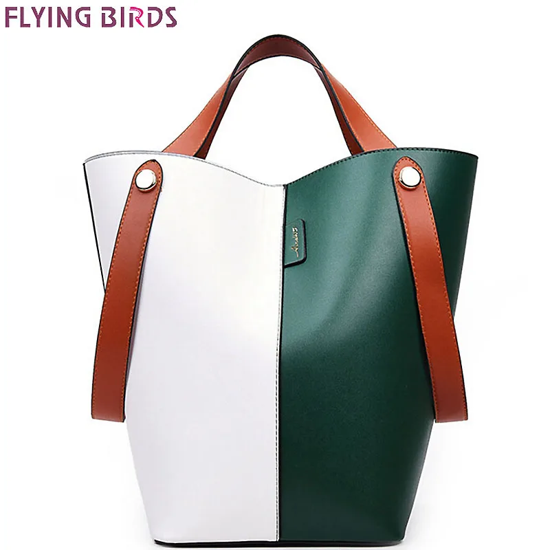 FLYING BIRDS women handbags patchwork women bucket bag shoulder bags female tote women's messenger bags LM3868fb