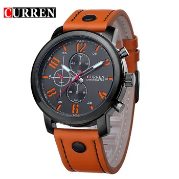 2017 CURREN Casual men Watches Brand Luxury Leather Men Military Wrist Watches Men Sports Quartz-Watch Relogio Masculino 8192