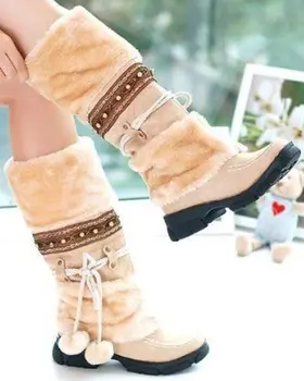 Russia Winter Warm Thickened Fur Over Knee High Heel Boots Women Shoes Fashion Sexy Botas Long Woman Footwear AH053 size 35-40