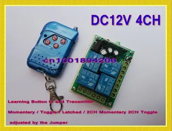 Radio Remote Control Switch DC12V 4CH Relay Transmitter Learning Code Momentary Toggle Latched 315/433.92MHZ