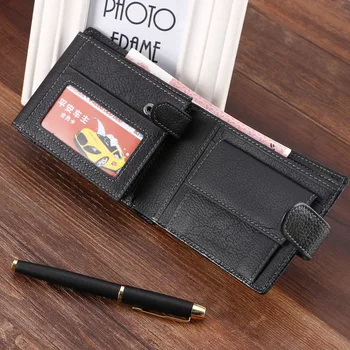 Soft leather men wallets crazy horse cowhide male wallets small caussal vallets trihold hasp wallet