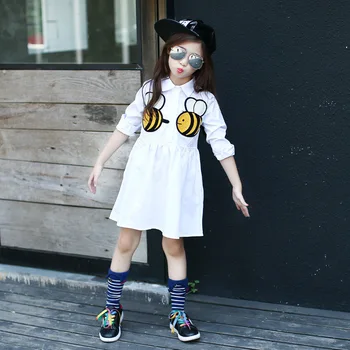 White Blouses For Girls Clothes Cartoon Bees Girls Shirts Long Sleeve Cotton Kids Dresses For Girls Tops 2 4 6 8 10 11 12 Years