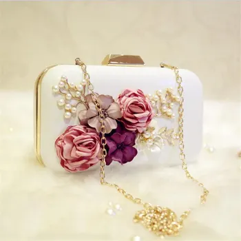 2017 Female Clutch Bags Banquet Purse 3D Flower Evening Bags Wedding Bridesmaid Handbag Shoulder Bag Mini Totes ZD409