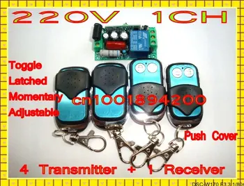 220V 1CH RF wireless remote control system 1switch (receiver) 4remote control (transmitter) Latched add transmiter freely