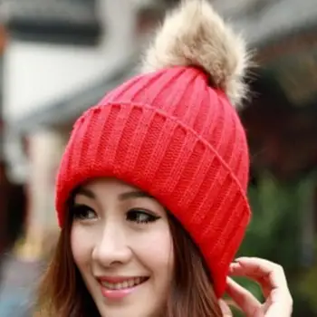 LOVIW New vogue Women's Ladies Winter Knitted Fur Beanie Hats Pompoms Caps Ear Protect