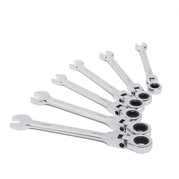 Flexible Head Ratchet 8cm 9cm 10cm 11cm 12cm 13cm Metric Spanner Open End And Ring Wrenches Tool Ratchet Handle Wrench