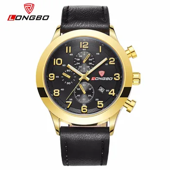 LONGBO Luxury Men Genuine Leather Watch Sports Quartz Watches For Man Male Leisure Clock Simple Watches Relogio Masculino 80209