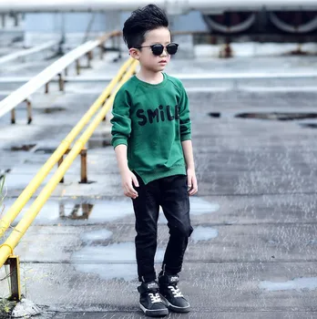 2017 New Spring Handsome Boys Tops Cotton Tee Shirt Children Letter Tees Infant Long Sleeve T 2 4 6 8 10 12 Years