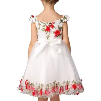 New Embroideried Flower Princess Girl Dress Pageant Prom Tutu Tulle Baby Party Summer Dress