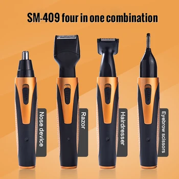 SPORTSMAN SM-409 Nose & Ear Trimmer Set For Pruning Nose Hair Beard Clean Mane With Strong Speed Washable Green Material