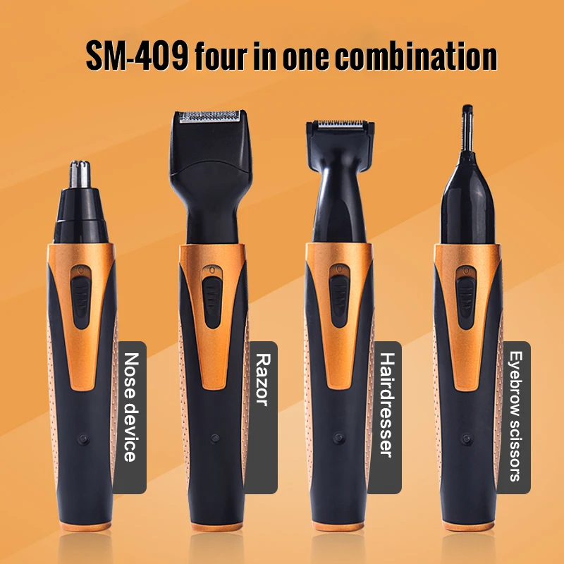 SPORTSMAN SM-409 Nose & Ear Trimmer Set For Pruning Nose Hair Beard Clean Mane With Strong Speed Washable Green Material