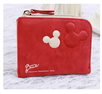 2017 Hottest Women Short Design Mouse Avatar Cute Ladies Wallet Bags PU Leather Handbags Card Holder Six Colors