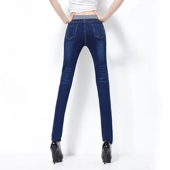 Denim Jeans Women Slim Pencil Pants Blue Trousers Skinny Jeans Woman Elastic Waist Jean Femme