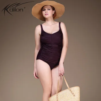 Kdilon Beach Solid Plus Size Women's Swimsuits Ruched Slimming Bathing Suits Summer Sexy Backless Push Up Padded Swimwear Free