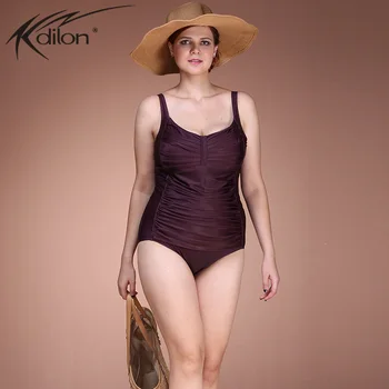 Kdilon Beach Solid Plus Size Women's Swimsuits Ruched Slimming Bathing Suits Summer Sexy Backless Push Up Padded Swimwear Free