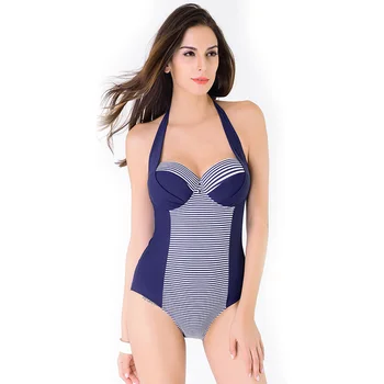 Push Up Wire Ladies One - Piece Striped Women Swimwear High Waist Sexy Backless Bathing Suit Padded Stable Design Swimsuit