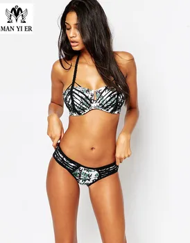 2016 Newest brand women bikini swimsuit sexy push up plaid swimwear bathing suit beachwear biquini S-XL size and