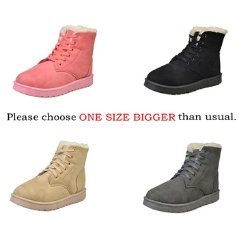 EISWELT New Hot Women Boots Snow Warm Winter Boots Lace Up Fur Ankle Boots Ladies Winter Shoes Women Shoes#EHL10